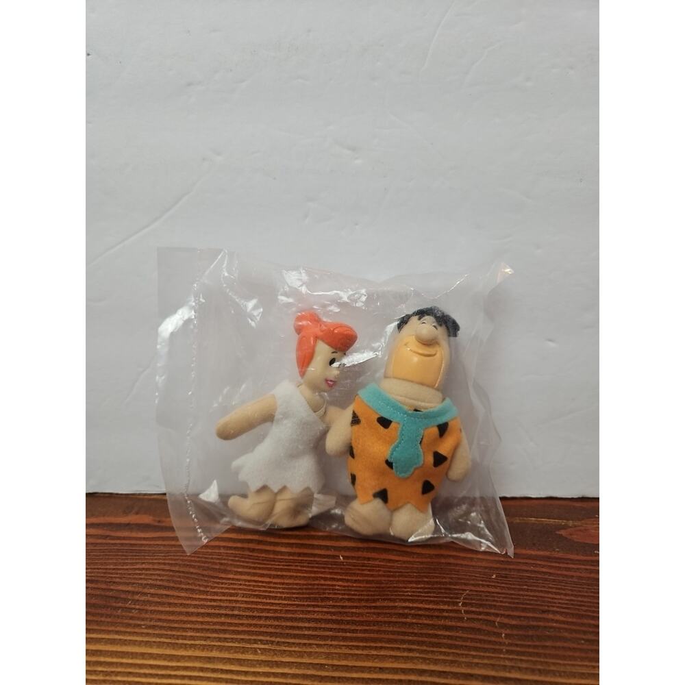 Vintage 1989 H-B Dennys FLINTSTONES Mini Plush Toy FRED & WILMA
